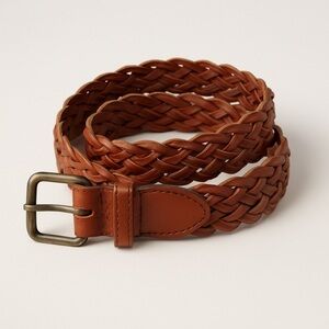 Omega braided leather belt everyday woven design size S brown
